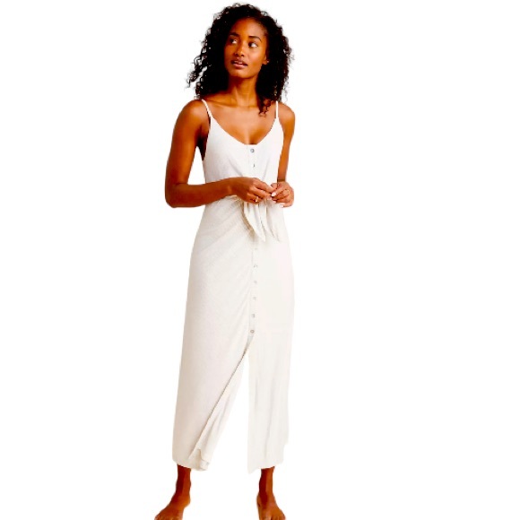 Anthropologie Dresses & Skirts - Anthropologie Cotton Maxi tank cream tan striped with front tie